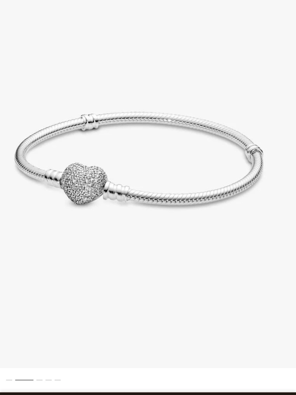 Pandora Silver Pavé Heart Clasp Bracelet - Silver